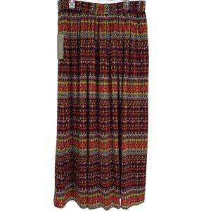 Joan Vass Women’s NWT Maxi Skirt Geometric Print Elastic Waist Size XL Lined